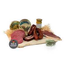 Schwarzwald Metzgerei Geschenkkorb ? im Leinent?schle ? 8-teiliger Pr?sentkorb mit leckeren & herzhaften Wurstspezialit?ten wie Schinken, Landj?ger, K
