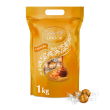 Lindt Schokolade | LINDOR Schokoladen Kugeln Caramel | 1 kg Beutel | Wiederverschlie?bar | ca. 80 Kugeln Milch-Schokolade mit Karamellcr?mef?llung |Pr