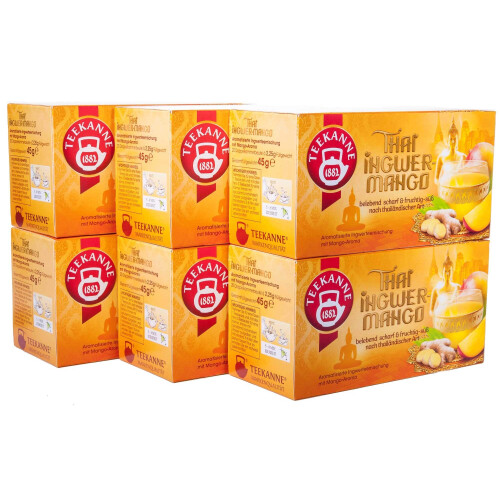 Teekanne Thai Ingwer-Mango, 12er Pack (12 x 20 Teebeutel), 12 x 45 g 1