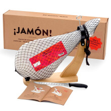 Jamon-Box Nr. 1 von jamon.de - Serrano Schinken 4,5 Kg im Geschenkkarton mit Zubeh?r | Schinken-Set inklusive Schinkenst?nder, Messer & Schneide-Anlei