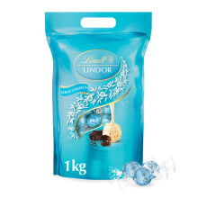 Lindt LINDOR Schokoladen Kugeln Stracciatella | 1 kg Beutel, wiederverschlie?bar | ca. 80 wei?e Schokolade mit Kakaosplittern | Gro?packung, Pralinen-