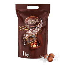 Lindt LINDOR, Haselnuss-Milch Schokolade Kugel Beutel, 1 kg Beutel wiederverschlie?bar, ca. 80 Kugeln, Gro?packung, Pralinen-Geschenk, Schokoladengesc