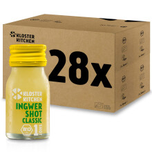 Kloster Kitchen Classic 28 x 30 ml mit echten Ingwerst?ckchen I Bio Ingwer Shot vegan in der To Go Glasflasche I Ingwershot s??-scharf ohne Zusatzstof