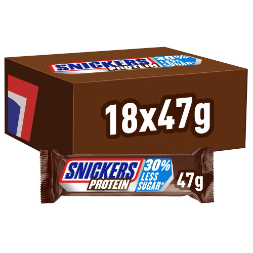 snickers SNICKERS Protein Riegel, Schokoriegel Protein, Gro?packung, 18 x 47g