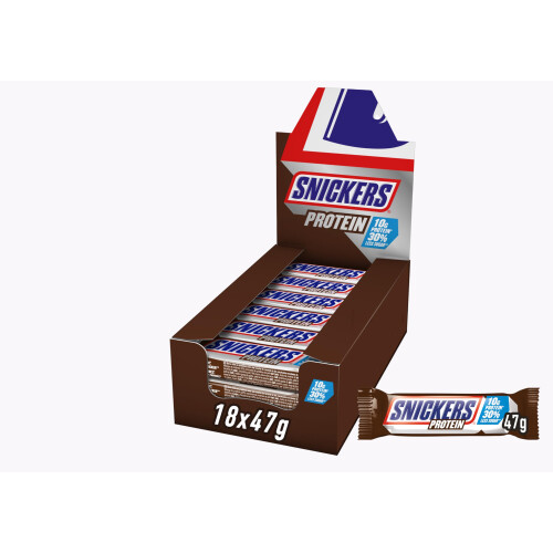 snickers SNICKERS Protein Riegel, Schokoriegel Protein, Gro?packung, 18 x 47g 1