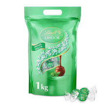 Lindt LINDOR, Minze Milch Schokolade Kugeln Beutel, 1kg Beutel wiederverschlie?bar, ca. 80 Kugeln, Gro?packung, Pralinen-Geschenk, Schokoladengeschenk
