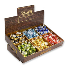 Lindt Schokolade LINDOR Thekendisplay | 1718 g | Ca. 138 Kugeln in den Sorten Milch, Dark 70%, Feinherb, Stracciatella, Wei?, Pistazie | Pralinengesch