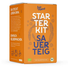 Sauerteig Starter Kit von fairment - Sauerteigbrot selber backen, inkl. Roggensauerteig Anstellgut (vegan, bio), G?rk?rbchen, Teigschaber, G?rglas mit
