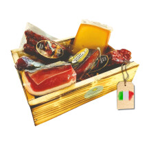 BAVAREGOLA Geschenkekiste mit S?dtiroler Spezialit?ten die "6er Marende" - Pr?sentkorb gef?llt mit Speck, K?se, Salami & Schinken von Viktor Kofler/La