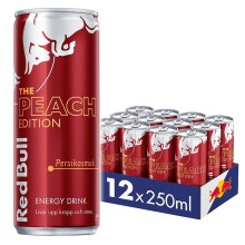 Red Bull Energy Drink Pfirsich Edition Limitierte Sommeredition 12x250ml Einweg 32 mg pro 100 ml aus Schweden