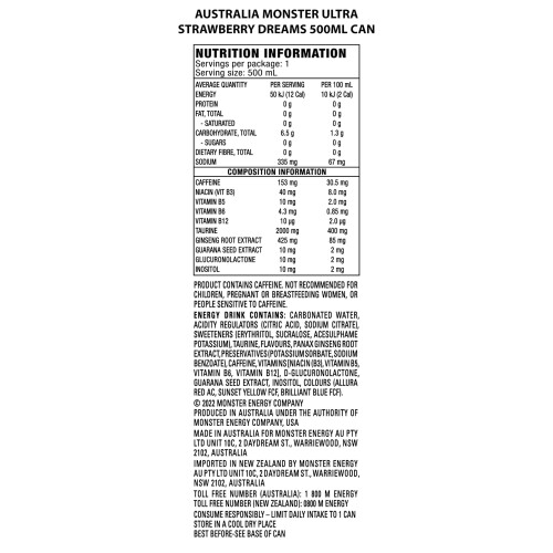 Monster Energy Monster Energy Ultra Erdbeerträume - 24 Dosen à 500 ml 1
