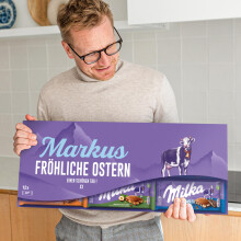 Riesen Milka Schokoladentafel personalisiert mit Namen & Botschaft - Geburtstagsgeschenk f?r M?nner & Frauen mit Milka Schokoladentafeln (12 Tafeln)