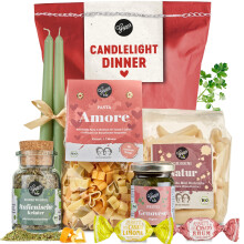 Gepp's Feinkost Candle Light Dinner Wundert?te I Geschenk mit Delikatessen wie Pasta in Herzform, Bio Pesto-Genovese, Italienische Kr?uter, Grissini I