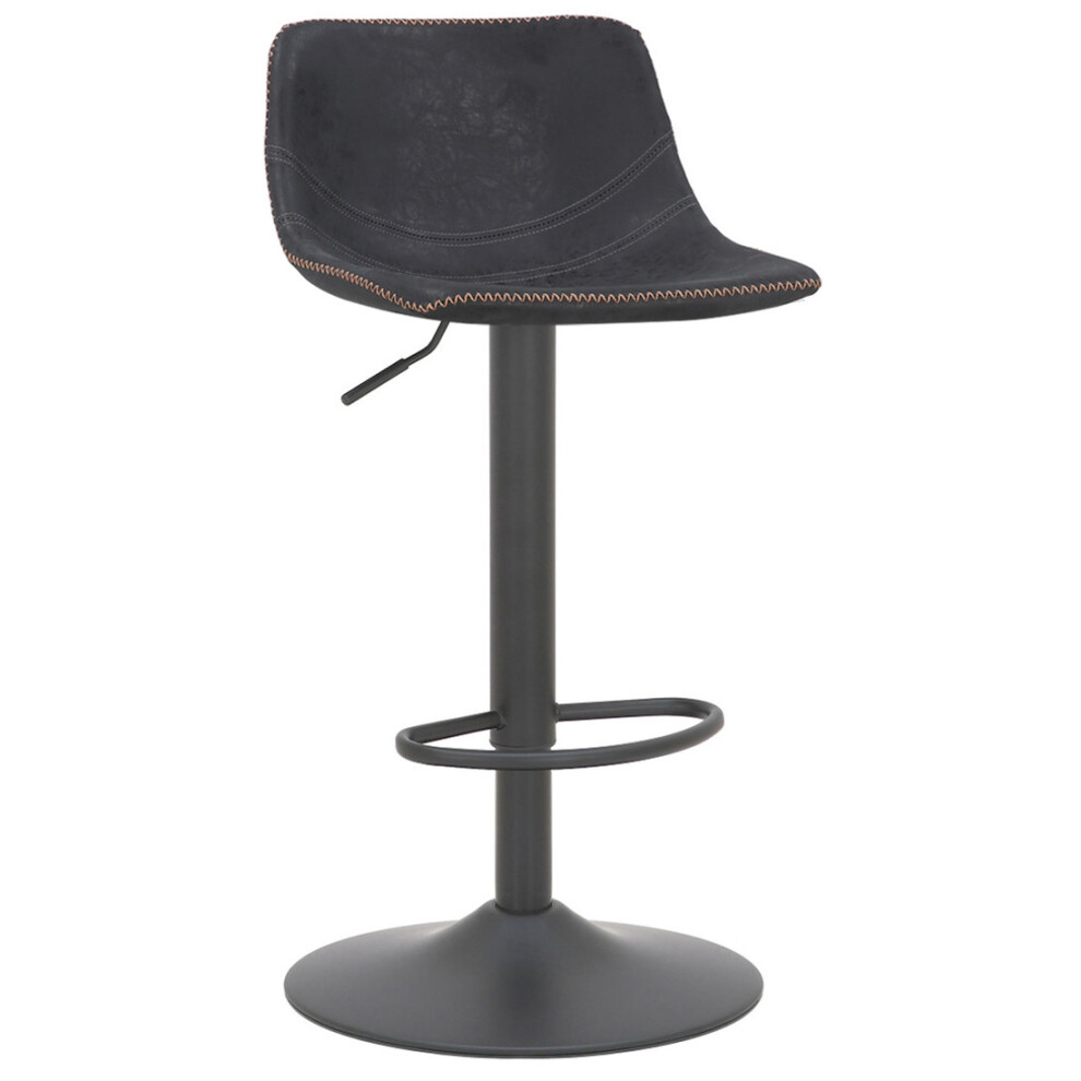 Lamboro Black Antico Faux Leather Bar Stool, Base, Backrest,