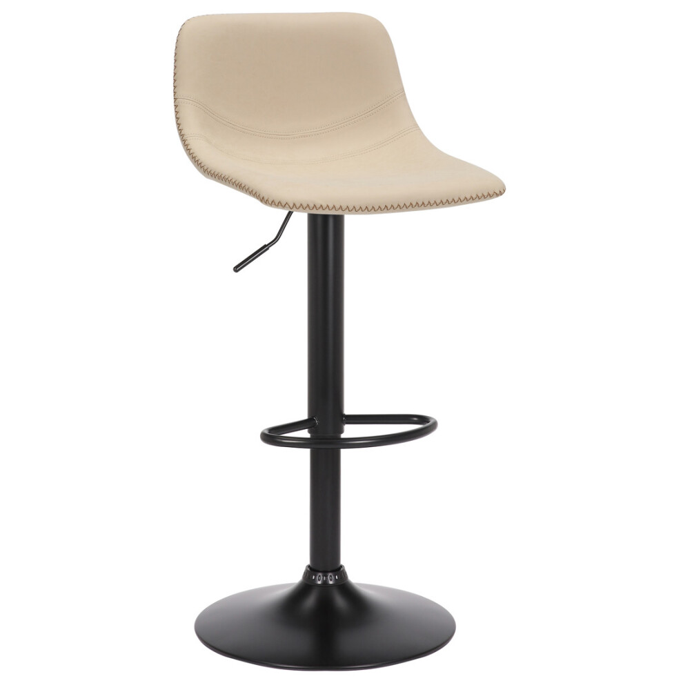 Lamboro Cream Antico Faux Leather Bar Stool, Adjustable With Backrest