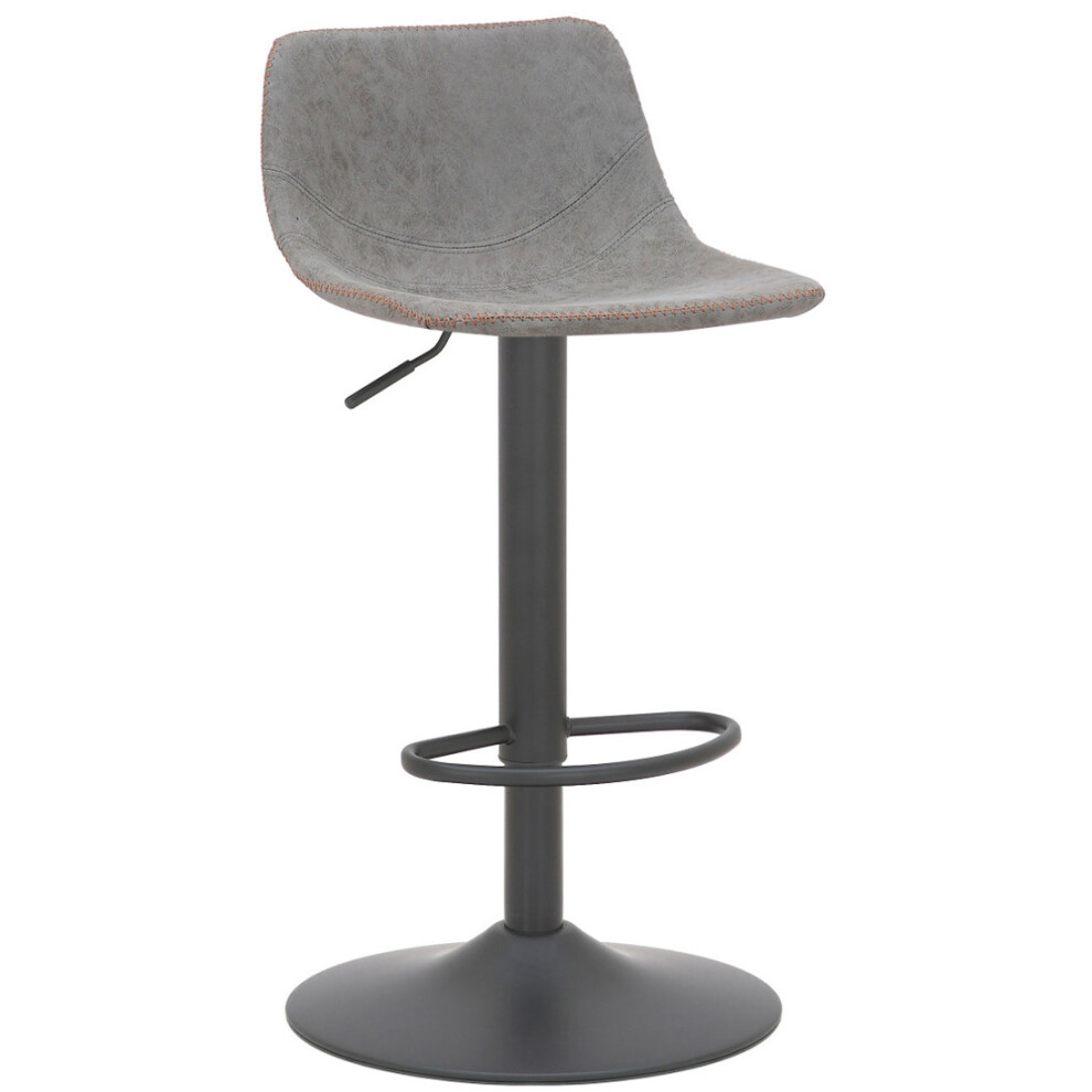 Lamboro Grey Antico Faux Leather Kitchen Bar Stool With Backrest,