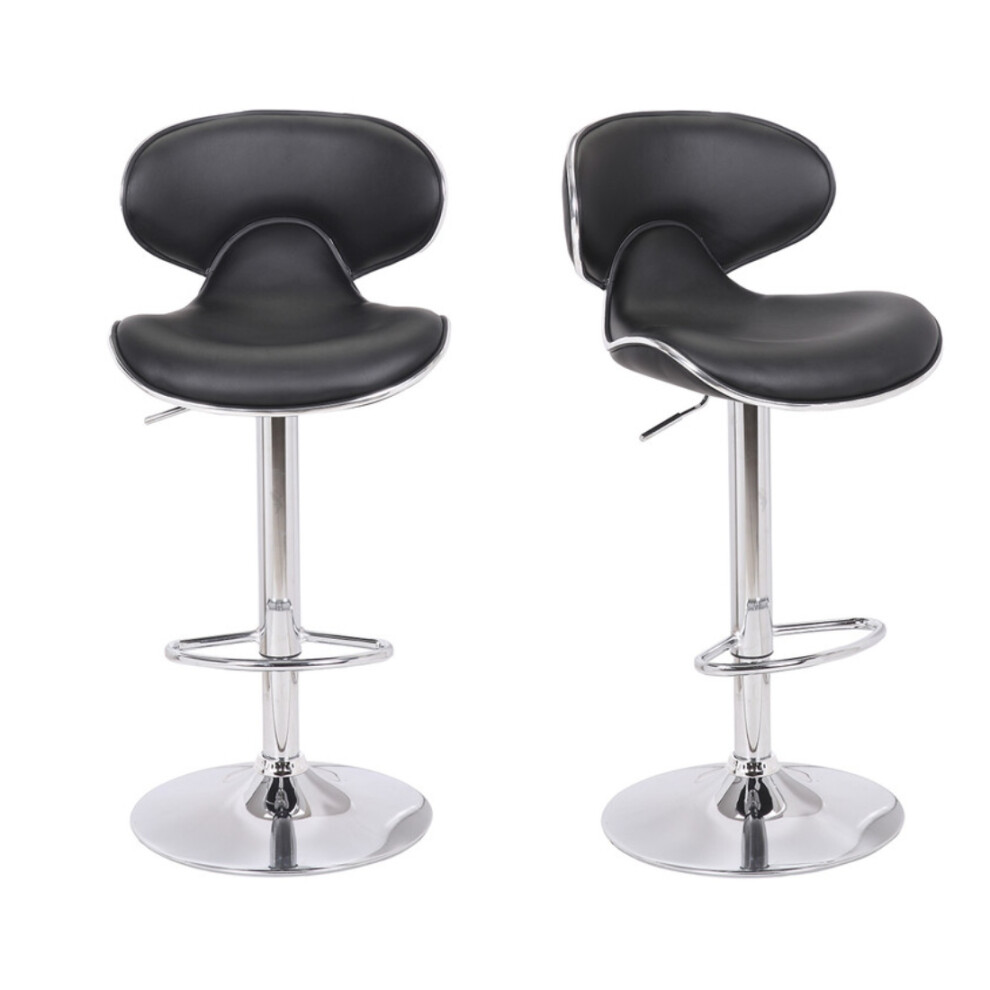 Lamboro Black Carcaso Pair Of Kitchen Bar Stools, Swivel Gas Lift,