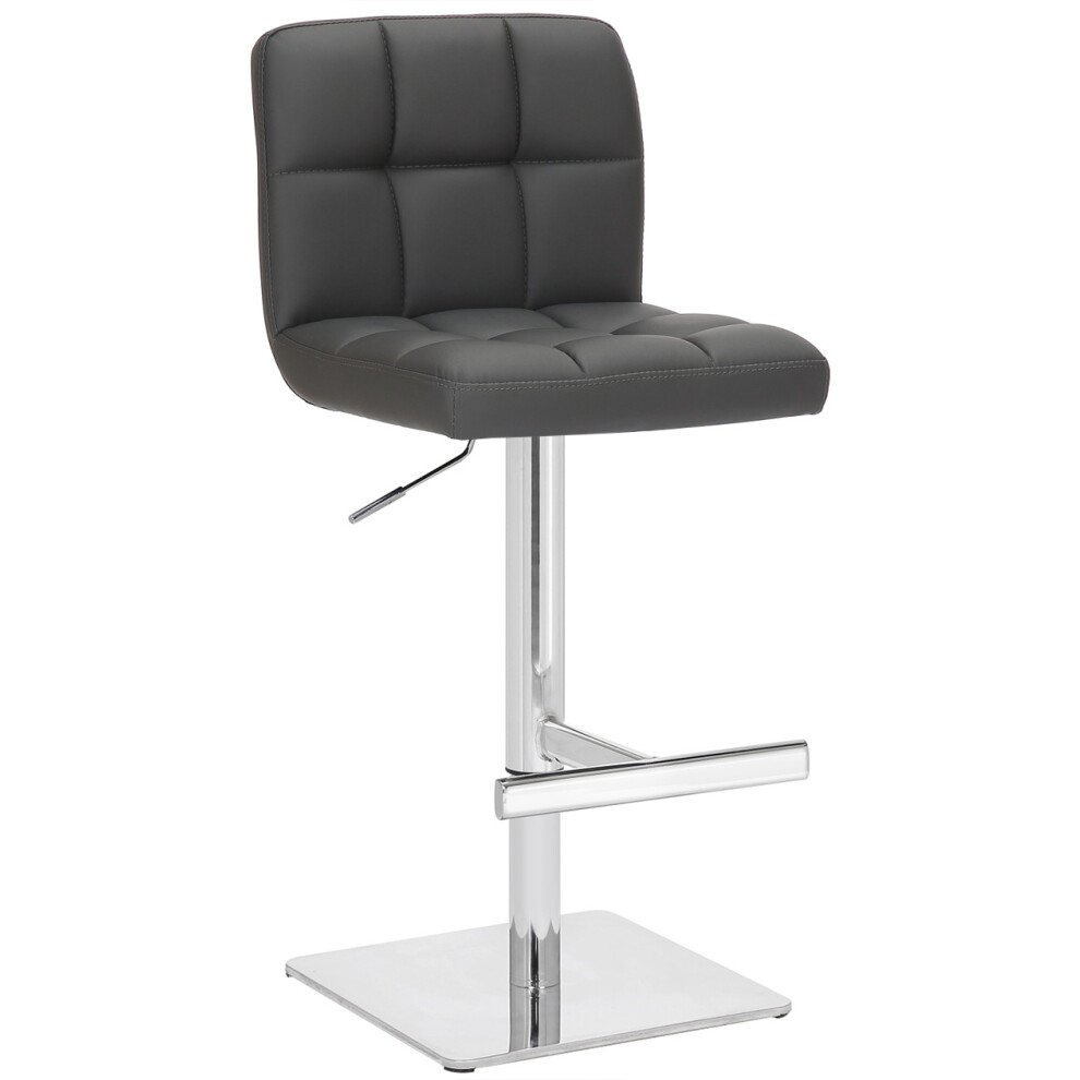 Lamboro Grey Deluxe Allegro Real Leather Bar Stool, Adjustable Height,