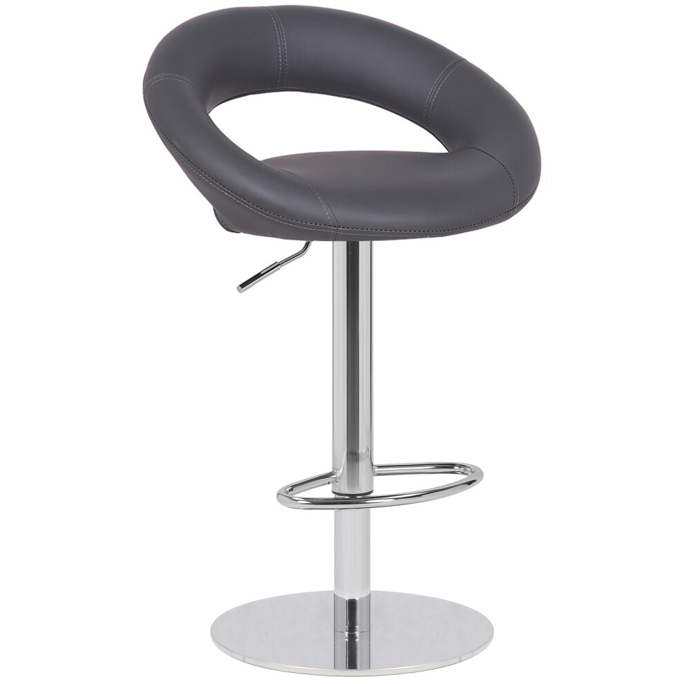 Lamboro Grey Deluxe Sorrento Leather Barstool, Swivel Gas Lift, Kitchen Stool