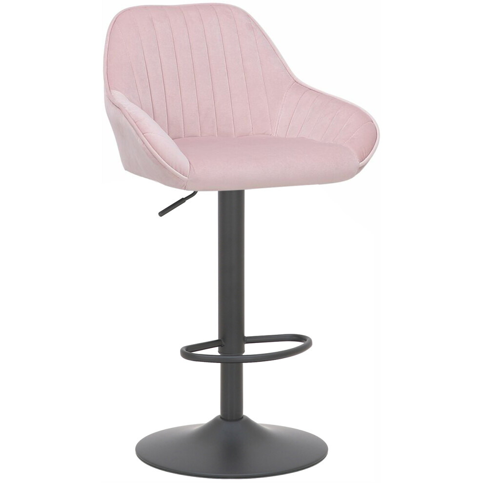 Lamboro Pink Velluto Velvet Kitchen Barstool, Swivel Gas Lift, Footrest