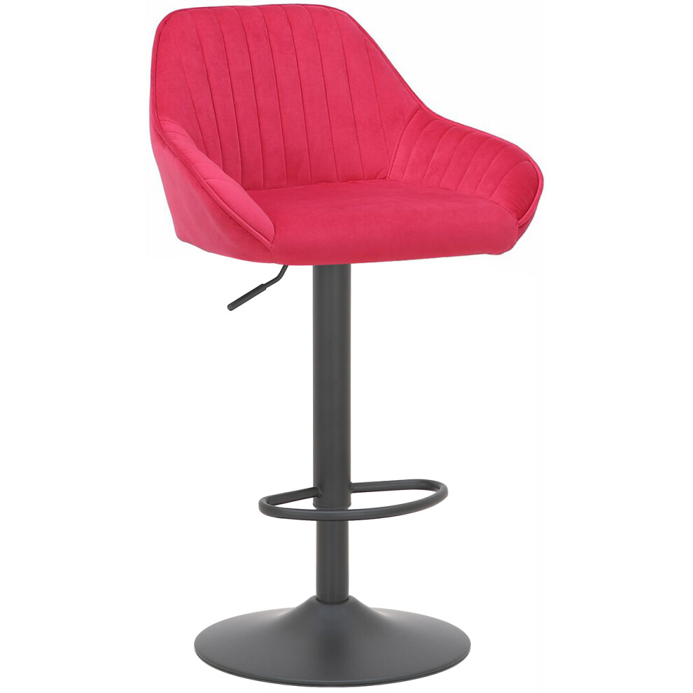 Lamboro Red Velluto Velvet Kitchen Barstool, Gas Lift, Swivel, Footrest