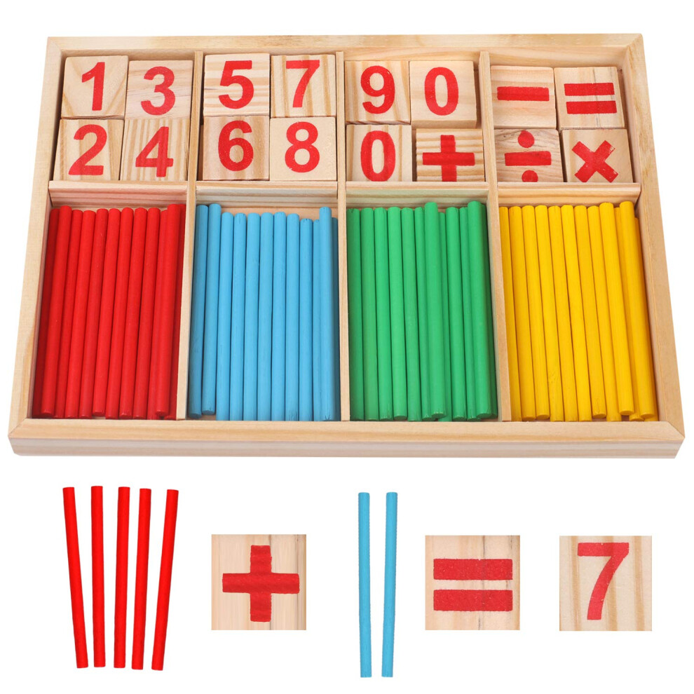 Camelize Wood Toy Counting Rods Mathematical Intelligence Sticks Wooden Number Cards Building Blocks Gift For Kids Preschool Educational