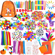 Yetech Arts and Crafts Supplies for Kids-1500+pcs Craft Kits for Kids with Unicorn Storage Bag, Craft Art Supply, DIY Crafting Set, Pipe Cleaners, Pom