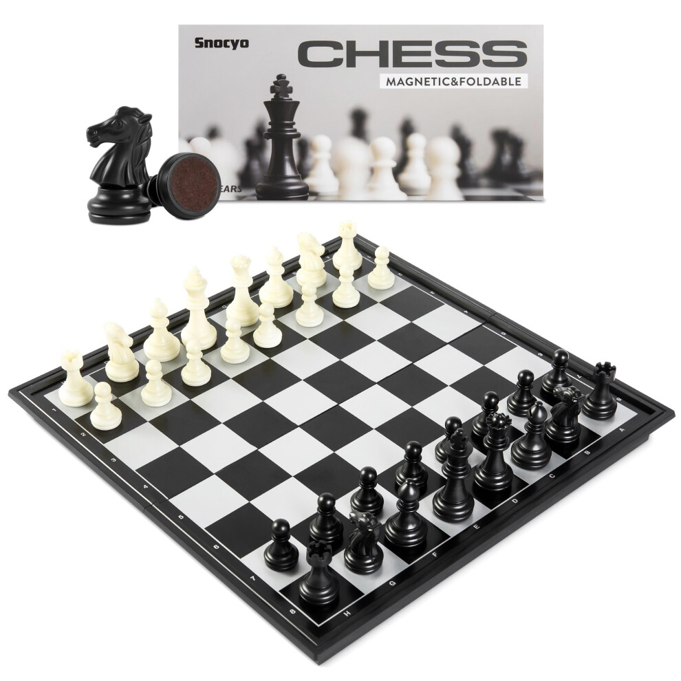 Snocyo Magnetic Folding Chess Set - Portable 9.7In Board With Magnetic Pieces, Travel Chess For Kids And Adults, Educational Toy An012021070716