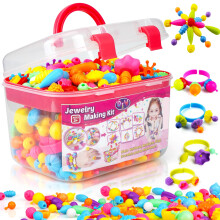 FunzBo Kids Jewelry Making Kit for Girls Toys - Snap Pop Beads Pop-Bead Art and Craft Kits DIY Bracelets Necklace Hairband and Rings Kids Toys for Age