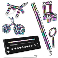 Multicolor Fidget Pen Magnetic, Decompression Magnetic Pen with Magnetic Balls and Blue Ink, Gadget for Kids Boys and Girls, Adult Fidget Toys, Fun