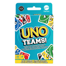 Mattel Games UNO Teams Card Game for Family Nights, Game Nights, Travel, Camping & Parties for Players 7 And Up In Up To Four Teams, With Cards Any