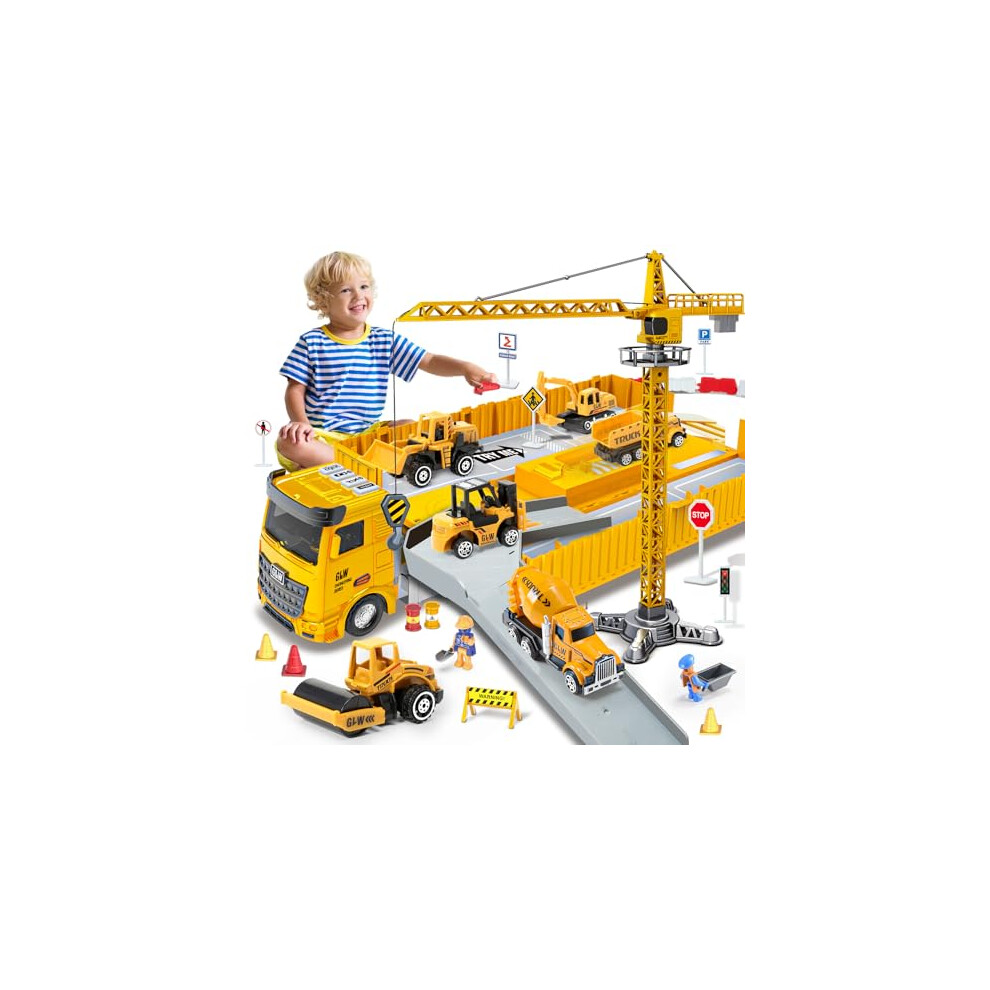 Naxudcoo Construction Toys For 3-7 Year Old Boys Construction Truck Toys Set Toddler Car Truck Toys - Crane Excavator Digger Dump Trucks, Construction