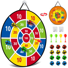 26 Inches Kids Dart Board Set, Dart Board for Kids, Double Sided with 12 Sticky Balls, Indoor Outdoor Party Games Toys for 3 4 5 6 7 8 9 10 11 12 Year