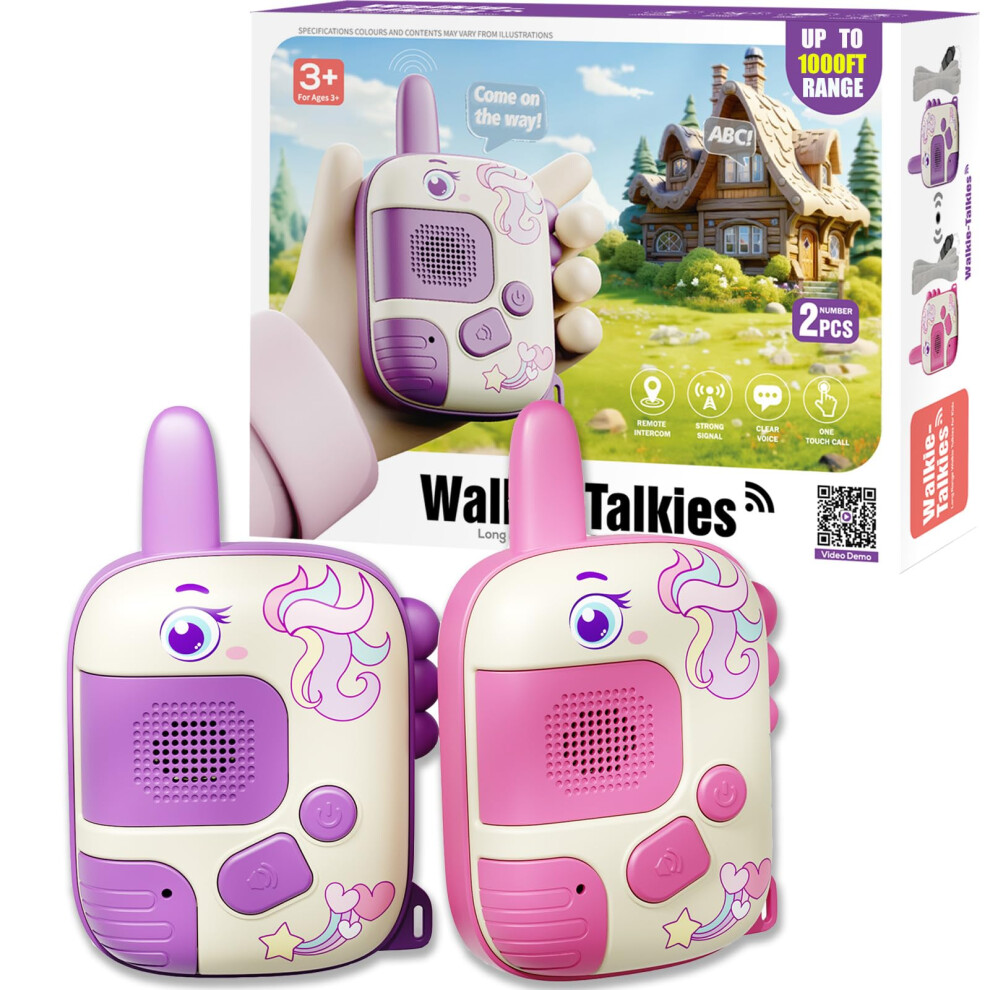 Dqmoon 2Pcs Walkie Talkie For Kids, Unicorn Gifts For 3 4 5 6 7 Year Old Girls Toys For Girls Age 3-9 Walkie Talkie Kids Toys Age 4 5 6 7 8 Birthday