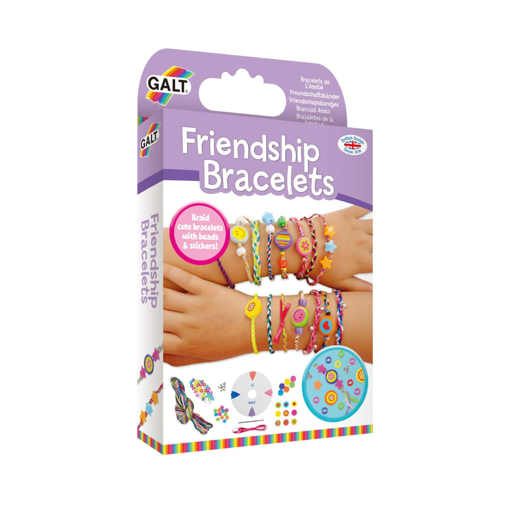 Galt Friendship Bracelets - Jewellery Making Craft Kit For Kids And Activity Pack For Girls And Boys - Colourful Threads, Beads, Stickers And Ribbon