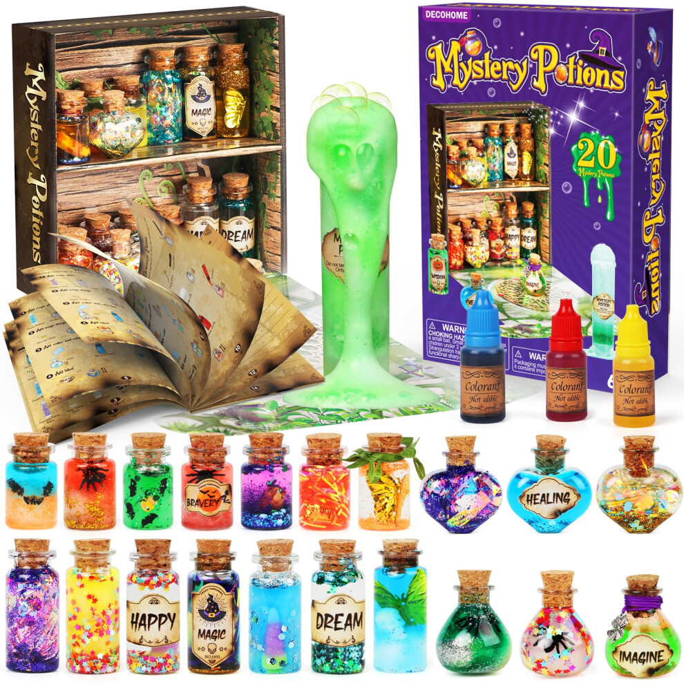 Decohome Mystery Potions Kit For Kids, 20 Magic Mix Wizard Potion Bottles, Craft Toys Creative Christmas Birthday Gifts For Boys & Girls Age 6 7 8 9