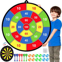 FHNSEL 29 Inches Kids Dart Board Set,Double Sided Dart Board with 12 Sticky Balls,6 Darts,Indoor & Outdoor Party Games Toys Gifts for 3 4 5 6 7 8 9 10