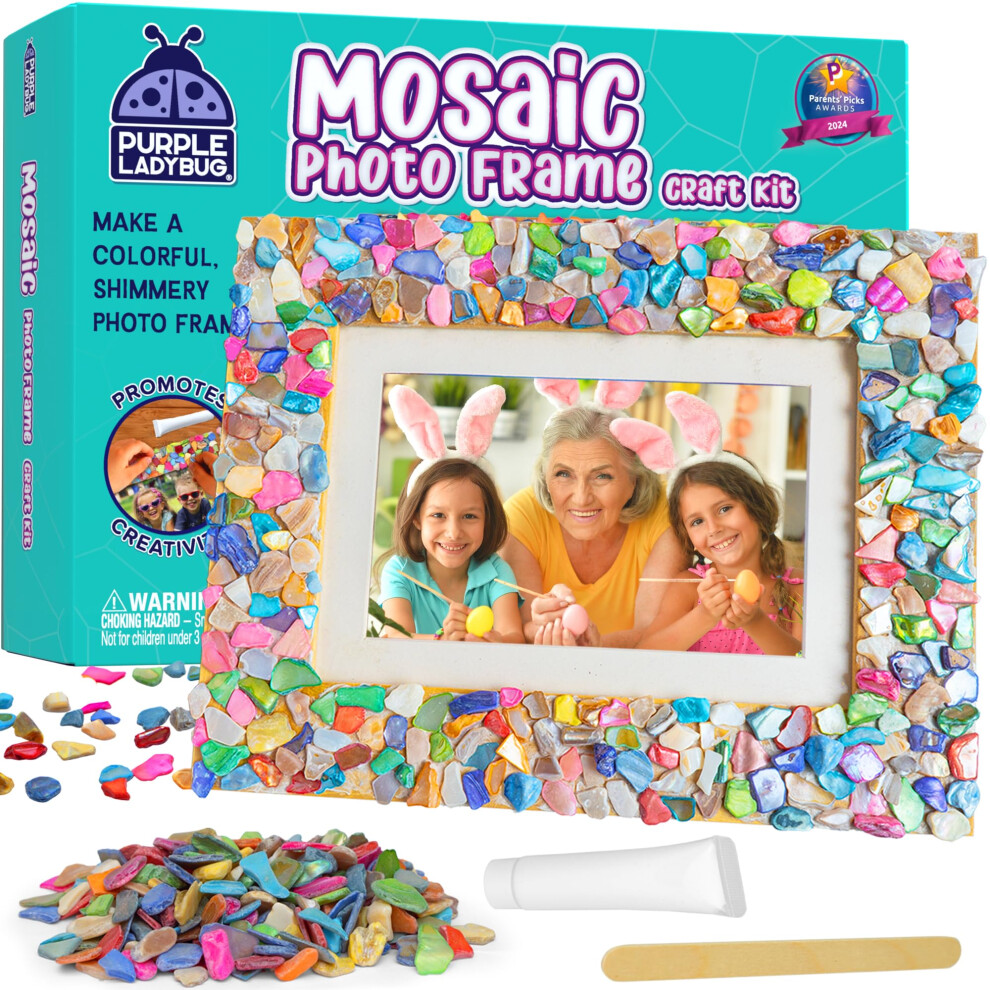 Ladybug Decorate Your Own Mosaic Photo Frame Craft Kits For Kids Age 6+ - Easter Gifts For Kids, Birthday Gifts For 10 Year Olds Girls, Arts Purple