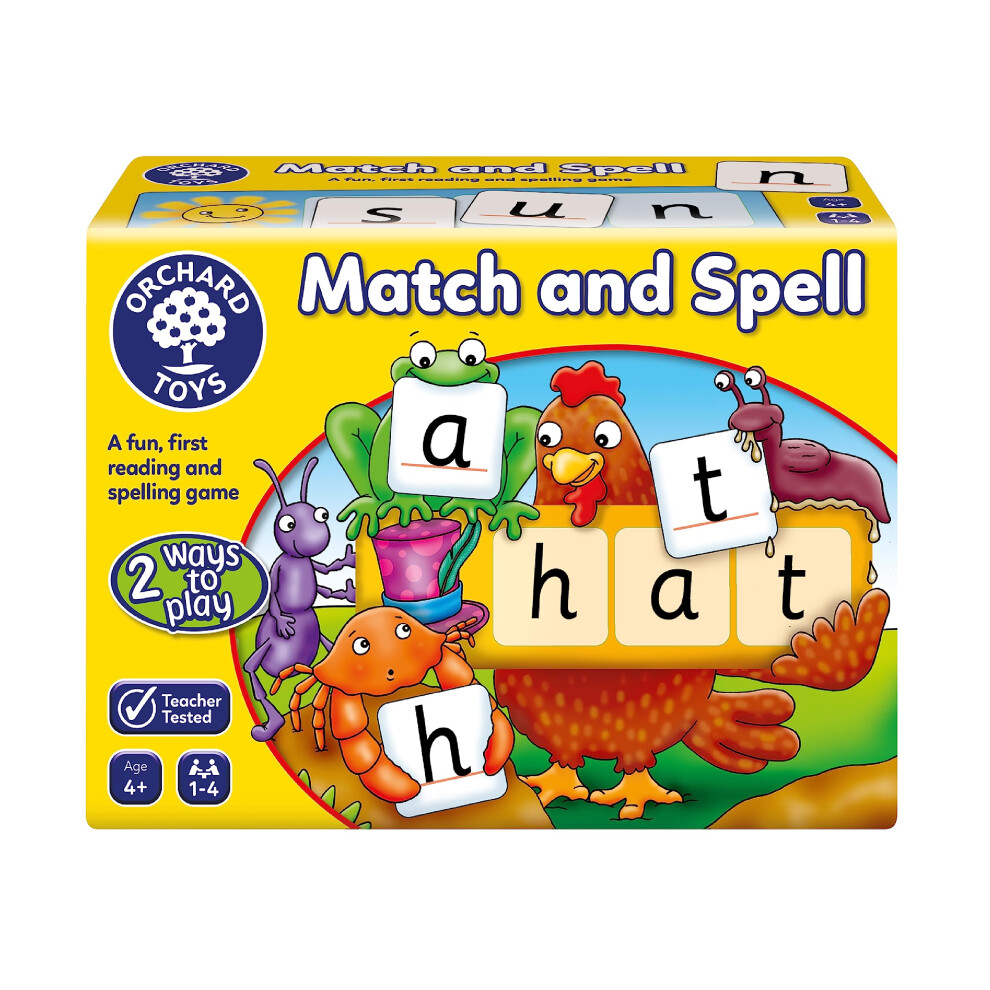 Orchard Toys Match And Spell Game - Kids Learning & Educational Toys With Sight Words & Flash Cards - Alphabet & Spelling Games For 4 Year Olds And Up