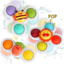 ERMON Suction Cup Spinner Toys, Pack of 3 Spinners for Babies, Baby Spinner Toys with Suction Cup, Silicone Simple Dimple, Colourful Suction Spinner