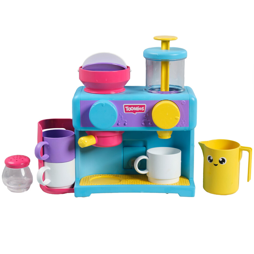 Toomies Bath Barista - Pretend Cafe Baby Bath Toys - Wall Mounted Bubble Bath Play Kitchen Toddler Toys - Kids Kitchen Set Includes 3 Cups, 1 Jug, 1