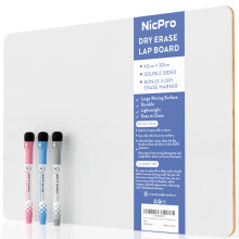 Nicpro Dry Erase Mini Whiteboard A3, 30 x 42 cm Double Sided Lapboard with 3 Water-Based Pens Learning Small White Board Portable Drawing Writing for