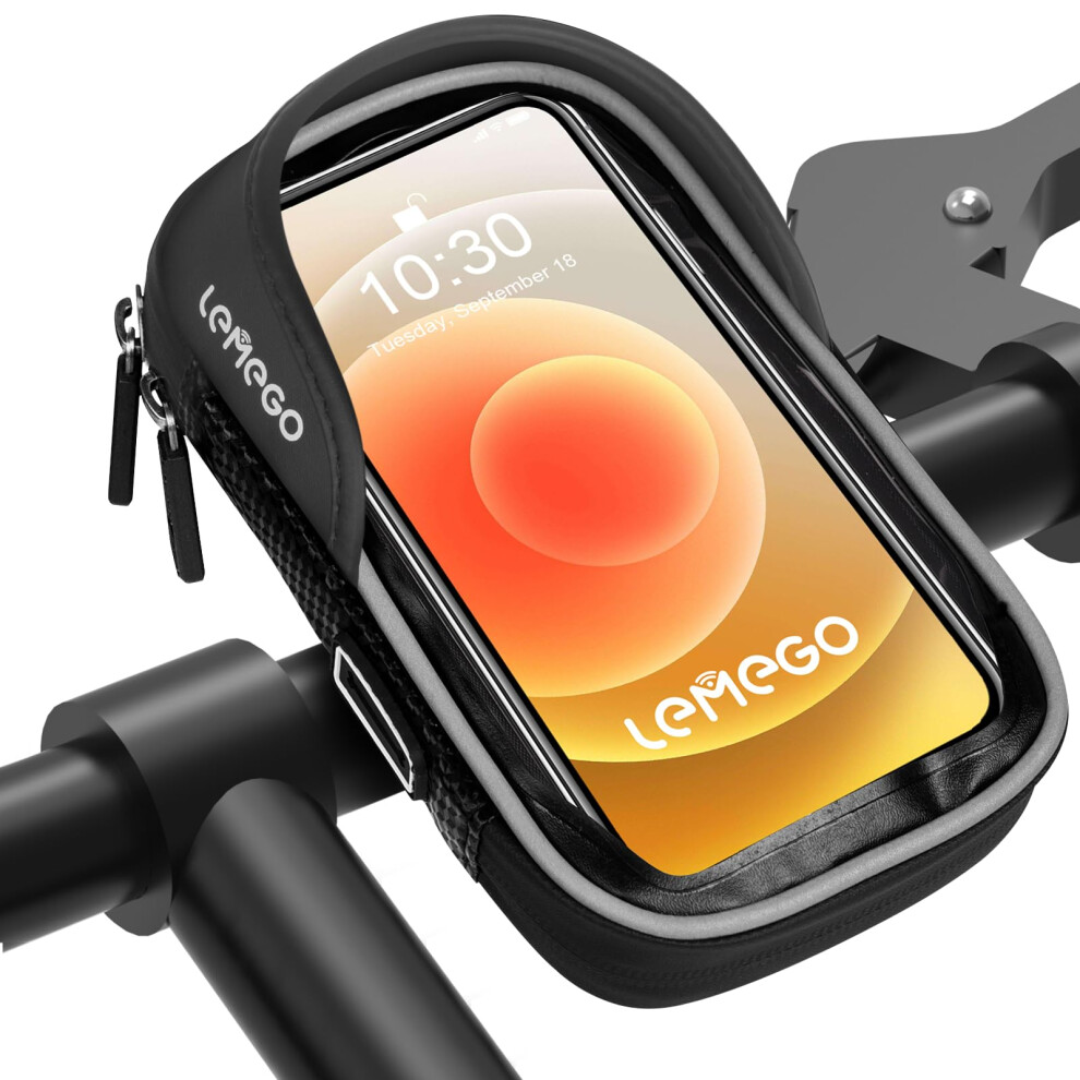 Lemego Bike Phone Holder Waterproof, Motorbike Phone Holder 360-Degree Rotatable, Bicycle Handlebar Bag, Bike Phone Mount For Iphone 14/14Pro 5051219558542