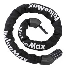ValueMax Bike Chain Lock, 8mm*1m Heavy Duty Chain Lock with 5-Digit Resettable Codes, High Security Chain and Lock Combination Anti-Theft for Bicycle,