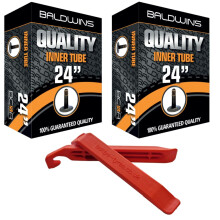 PAIR 24" Baldwins Cycle/Bike Inner Tubes 24" x 1.75 to 2.125 (Fits any 1.75, 1.85, 1.90, 1.95, 2.0, 2.10, 2.125) Schrader/Car Type Valve & BALDY'S
