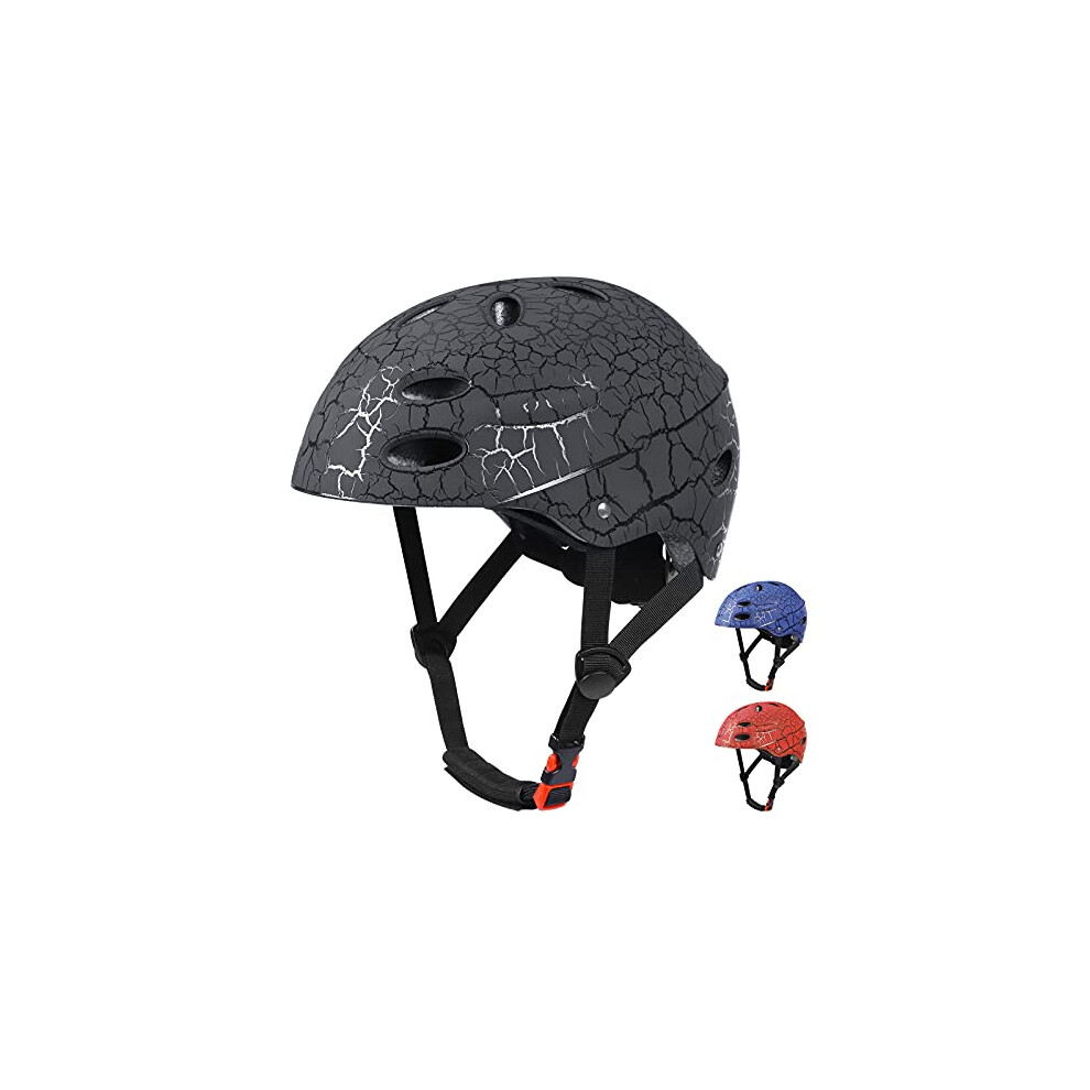 Kids Bike Helmet, Crash Style Boys and Girls Helmet, Adjustable Breathable ABS Hard Shell Skateboard Helmet for 5-14 Ages Children and Teens, Scooter