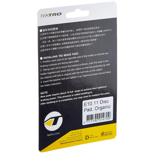 Tektro 2 Sets High Performance Disc Pad Organic Compound E10.11 2