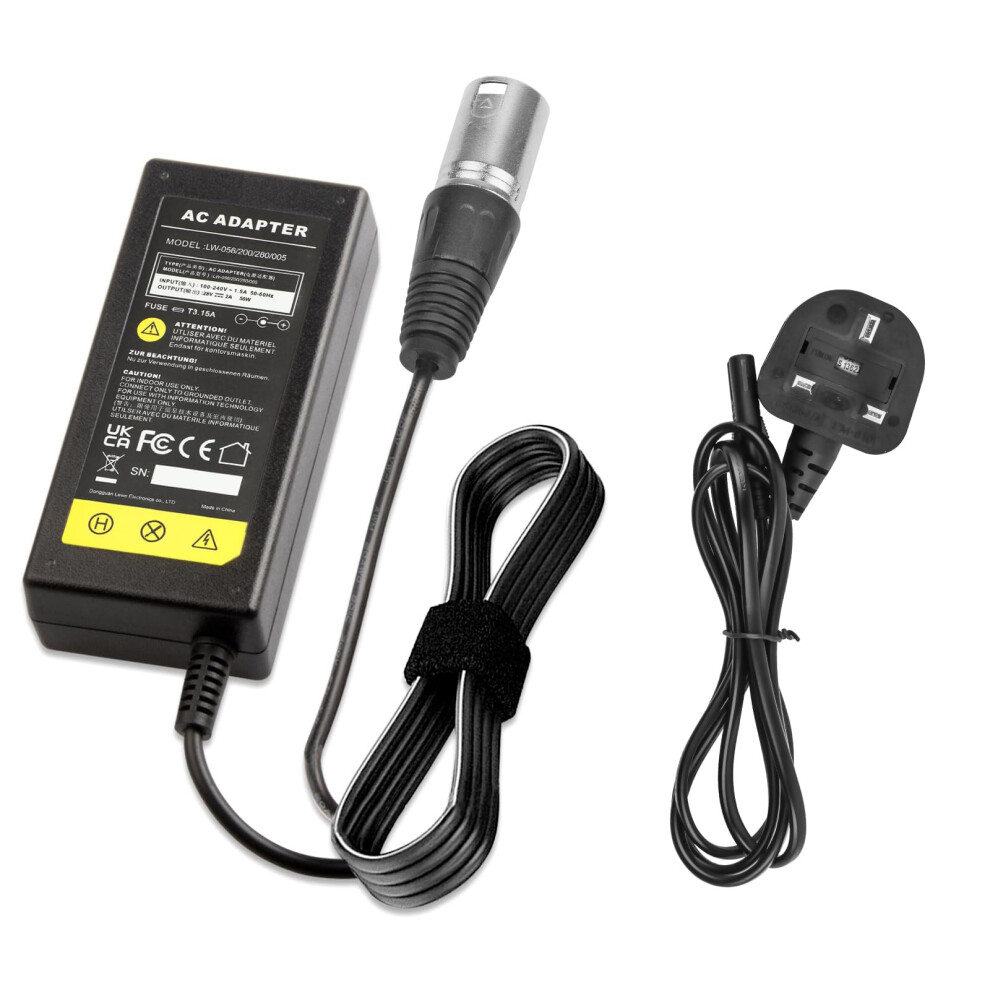 Labtec 28V 24V 2A Mobility Scooter Charger For 24V Lead Acid Battery Electric Bike Electric Scooter Electric Wheelchair Hoverbord, 3Pin Xlr Connector