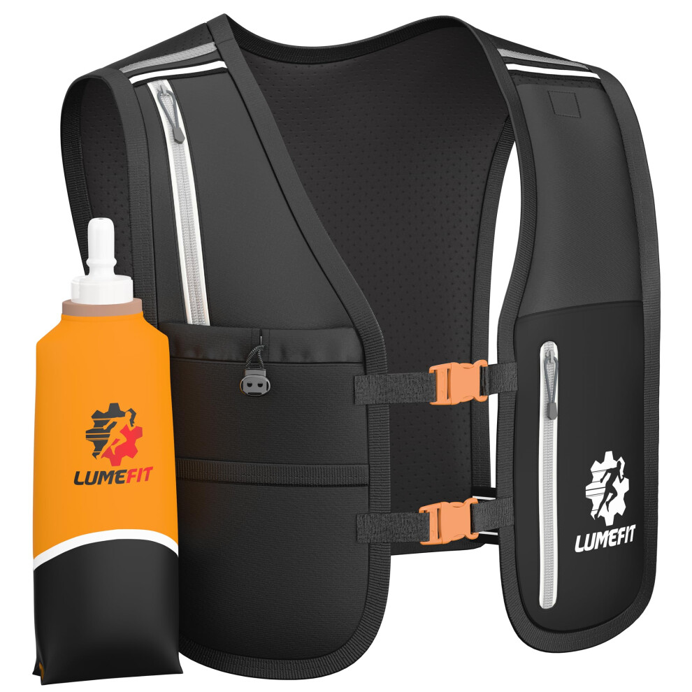 LUMEFIT Running Vest Phone Holder - Hydration Vest with Water Bottle- Reflective Vest for Men and Women- Running Hydration Vest Waterproof Phone Pouch