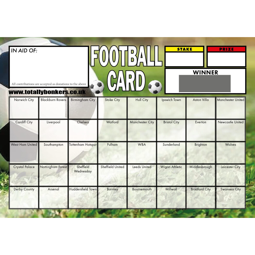 Totally Bonkers - Football (Landscape Green) Fundraising Scratch Cards - 40 Square - A6 (148X105mm) -10 Pack - Tb0038 - Blind Card